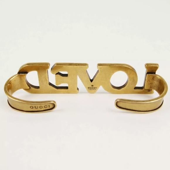 GUCCI Crystal Palm Cuff "Loved" New - Picture 5 of 6